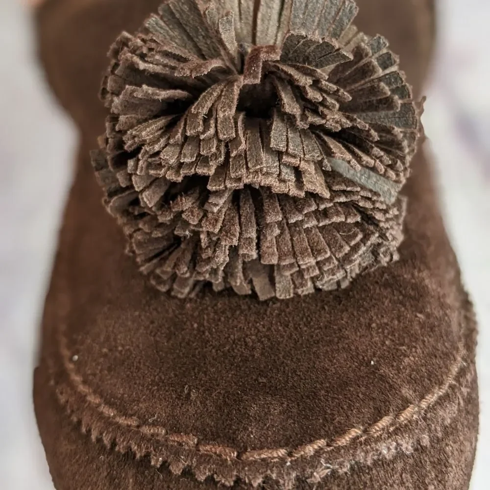 Delman Brown Suede Leather Fur Lined Heels